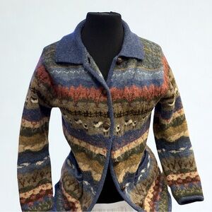 Cozy Patterned Knit Cardigan in Earth Tones